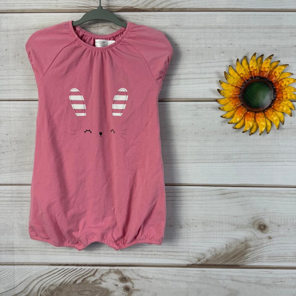 Mayoral‎ Newborn Pink Bunny Romper 18 Months Short Sleeve